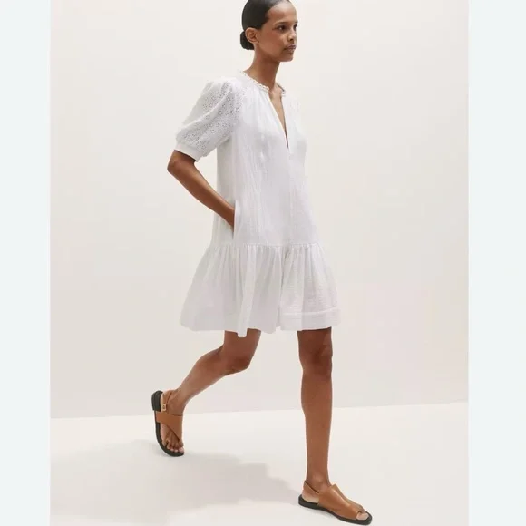 strapless open back dress Cheesecloth Swing Dress in Navy